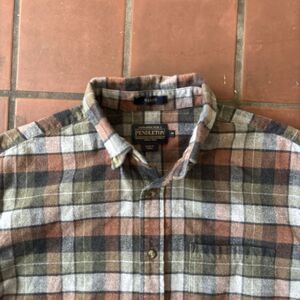 Pendleton Flannel Shirt Men's Medium Western Plaid Check Long Sleeve VTG
